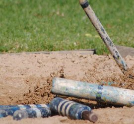 Jukskei pins in sandpit